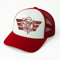 Red and white logo Hat