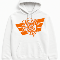 White and orange logo Hoodie