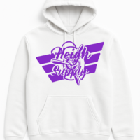 White and Purple logo Hoodie