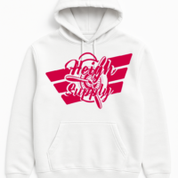 White and Red logo Hoodie
