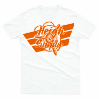 White and Orange logo Tee