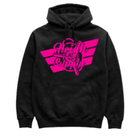 Black and Pink logo Hoodie